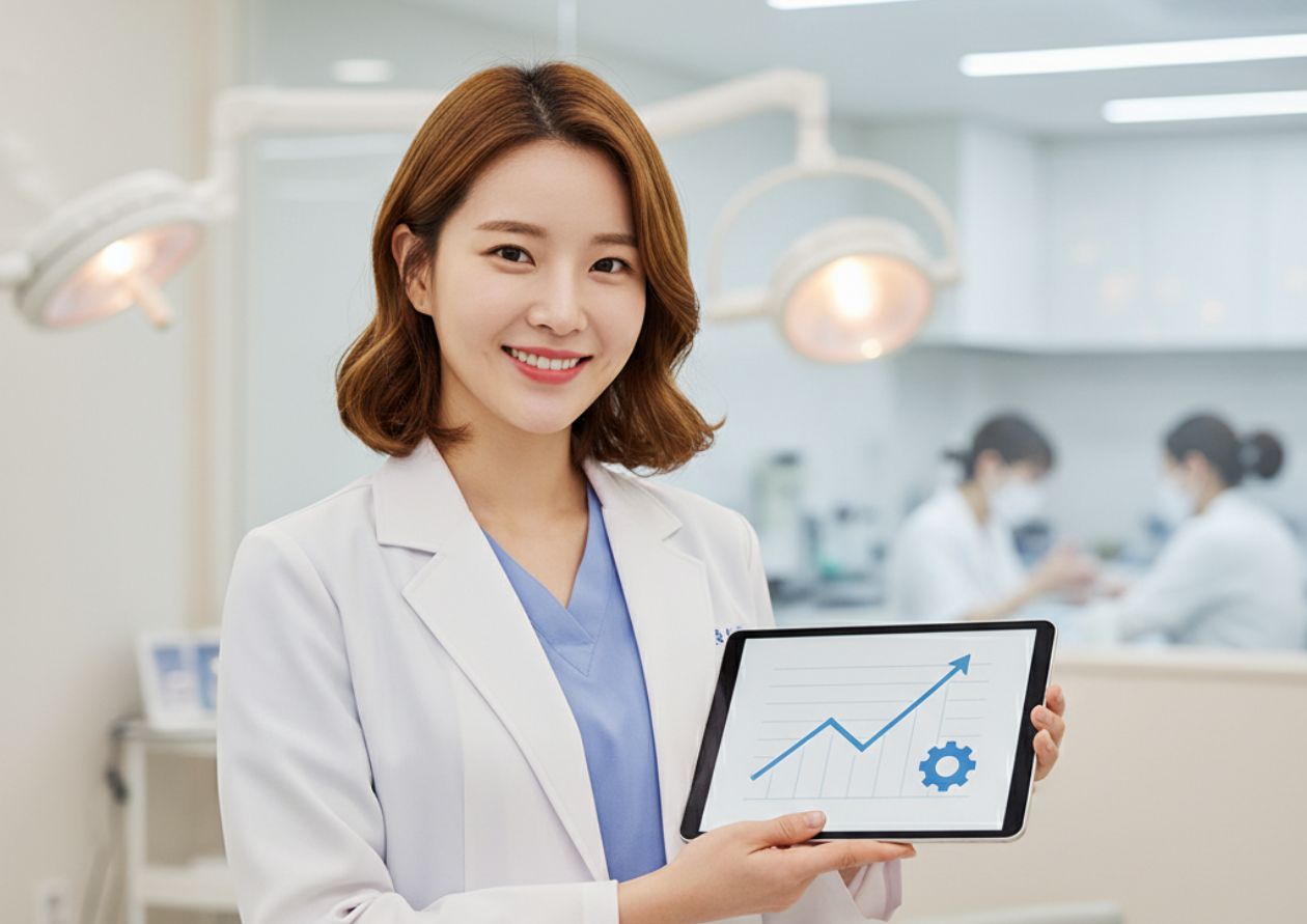 태블릿으로 안내하는 코디네이터